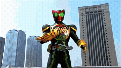 Superhero In Front Of City Skyline GIF