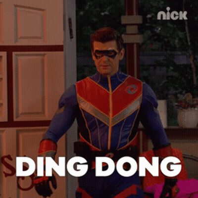 Superhero Man At Ding Dong Door GIF