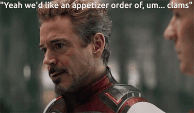 Superhero Man Saying Yeah We'd Like An Appetizer Order Of Um Clams GIF