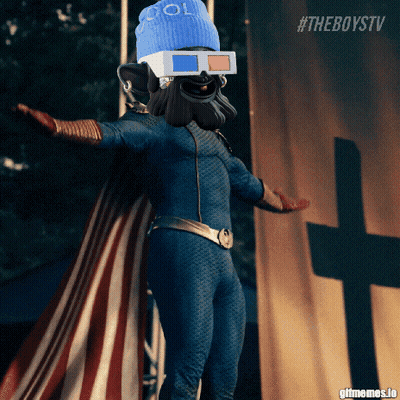 Superhero Man Wearing 3D Glasses And Cape GIF