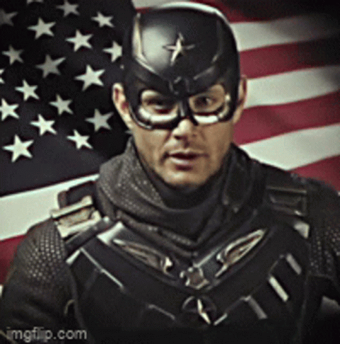 Superhero Man With American Flag GIF