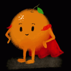 Superhero Orange Fruit Cartoon Wink GIF
