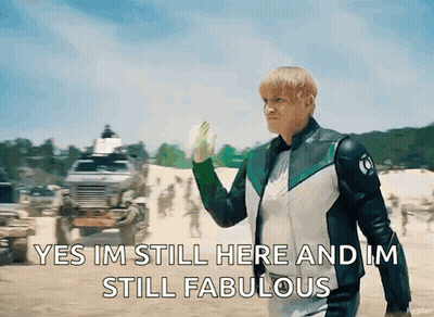Superhero Saying Yes I'm Still Here And Fabulous GIF