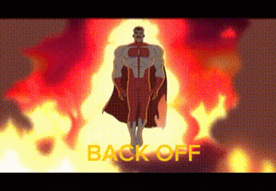 Superhero Standing Before Fire Back Off GIF
