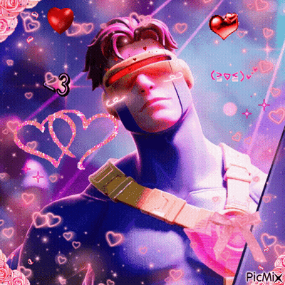 Superhero Surrounded By Hearts Picmix GIF