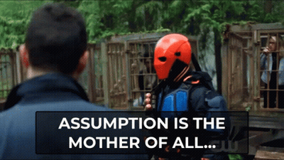 Superhero Talking To Man Assumption Is The Mother Of All GIF