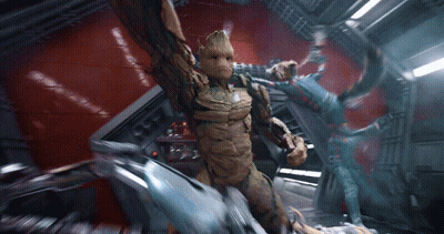 Superheroes Fighting Including Groot GIF