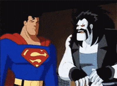 Superman And Bearded Man Standing GIF