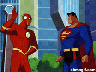 Superman And Flash Standing Together GIF