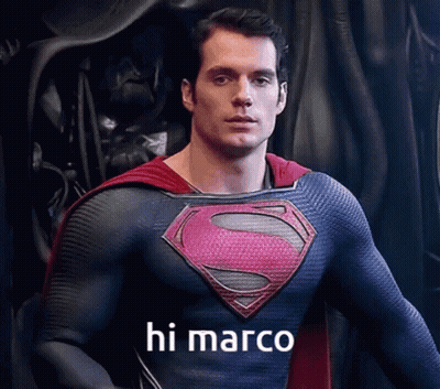Superman Costume Saying Hi Marco GIF