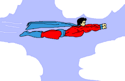 Superman Flying Purple Background With Clouds GIF