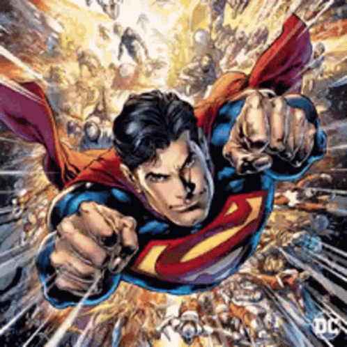Superman Flying Through Air In Comic Book GIF