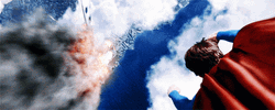 Superman Flying Through Airplane Catching Fire  GIF