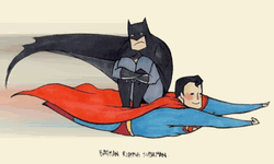 Superman Flying With Batman On His Back GIF