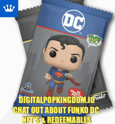Superman Funko Pop DigitalPopKingdom.io Chat About Funko DC NFTs GIF