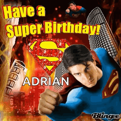 Superman Greeting Card With Name Adrian GIF