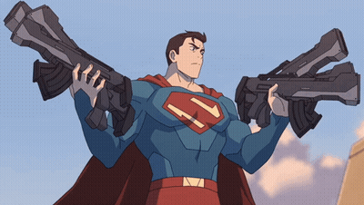 Superman Holding Two Guns GIF