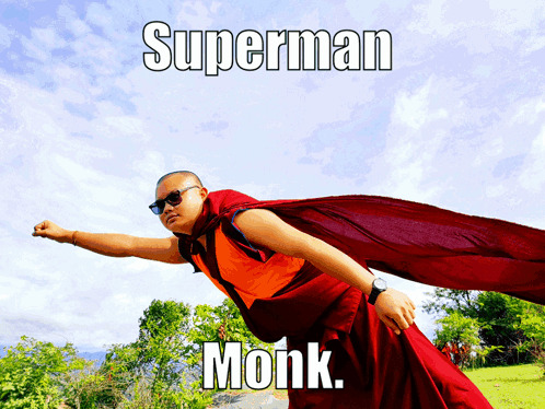 Superman Monk Flying GIF