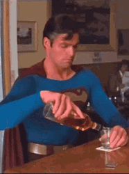 Superman Pouring A Shot