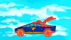 Superman Themed Car Flying GIF