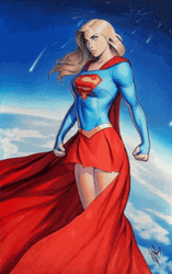 Superwoman Above Earth With Meteors GIF