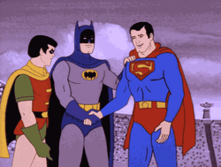 Support Batman Superman Shake Hands GIF