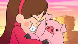 Support Girl Hugging Pig GIF