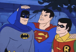 Support Superman Touching Batman Head GIF