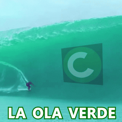 Surfer Riding Wave La Ola Verde GIF