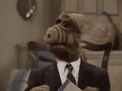 Surprised Alf Wearing Suit GIF