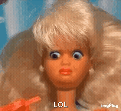 Surprised Barbie Doll Saying LOL GIF