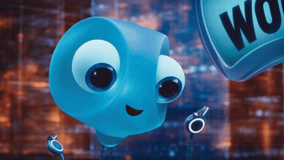 Surprised Blue Cartoon Character GIF