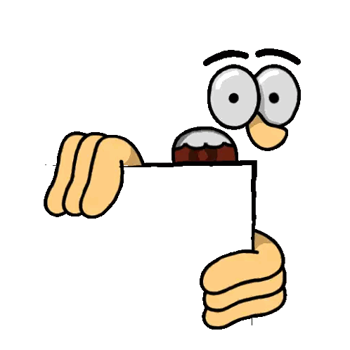 Surprised Cartoon Character Holding Paper Sticker