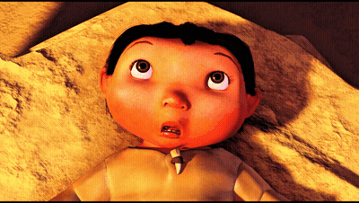 Surprised Cartoon Character Lying On Rock GIF