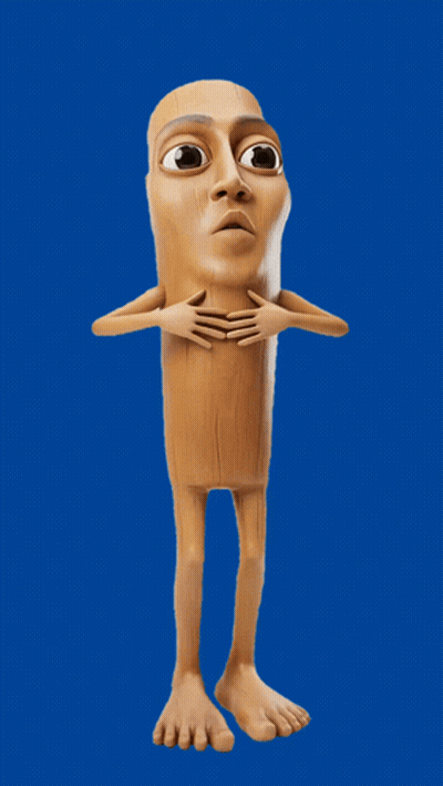Surprised Cartoon Character On Blue Background GIF