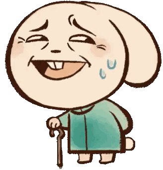 Surprised Cartoon Character With Cane Sticker