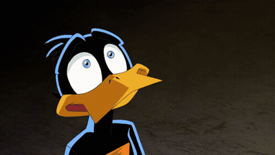 Surprised Cartoon Duck With Heart Eyes GIF