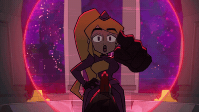 Surprised Cartoon Girl In Front Of Purple Circle GIF