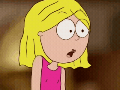 Surprised Cartoon Girl In Pink Tank Top GIF