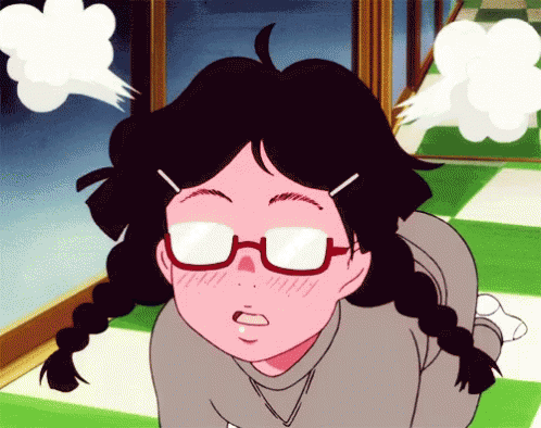 Surprised Cartoon Girl With Pigtails And Glasses GIF