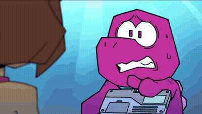 Surprised Cartoon Holding Device GIF