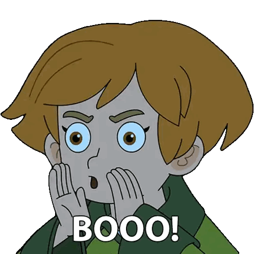 Surprised Cartoon Saying Booo Sticker