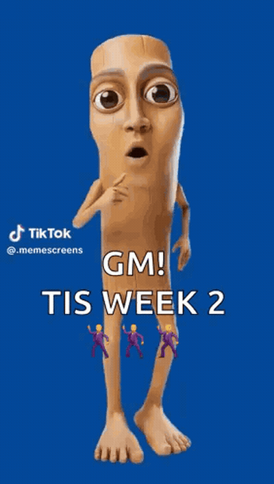 Surprised Cartoon Saying GM Tis Week 2 GIF