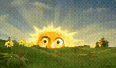 Surprised Cartoon Sun In Sunflower Field GIF
