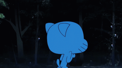 Surprised Cartoon Surrounded By Glowing Eyes GIF
