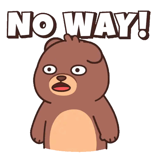 Surprised Cartoon Teddy Bear Says No Way Sticker