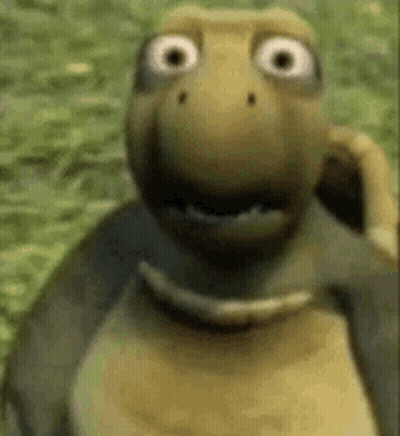 Surprised Cartoon Turtle In Grass GIF