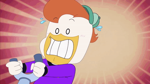 Surprised Character Wearing Purple Shirt GIF
