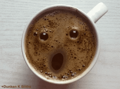 Surprised Foam Face Coffee Cup GIF