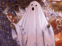 Surprised Ghost Standing In Pumpkin Patch GIF